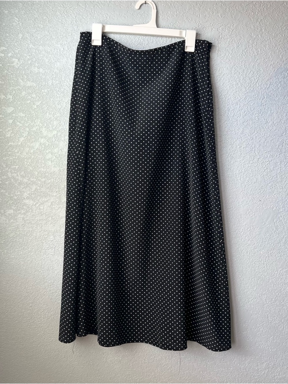 Vintage Polka Dot Midi Skirt Black White A-Line USA Made Y2K L